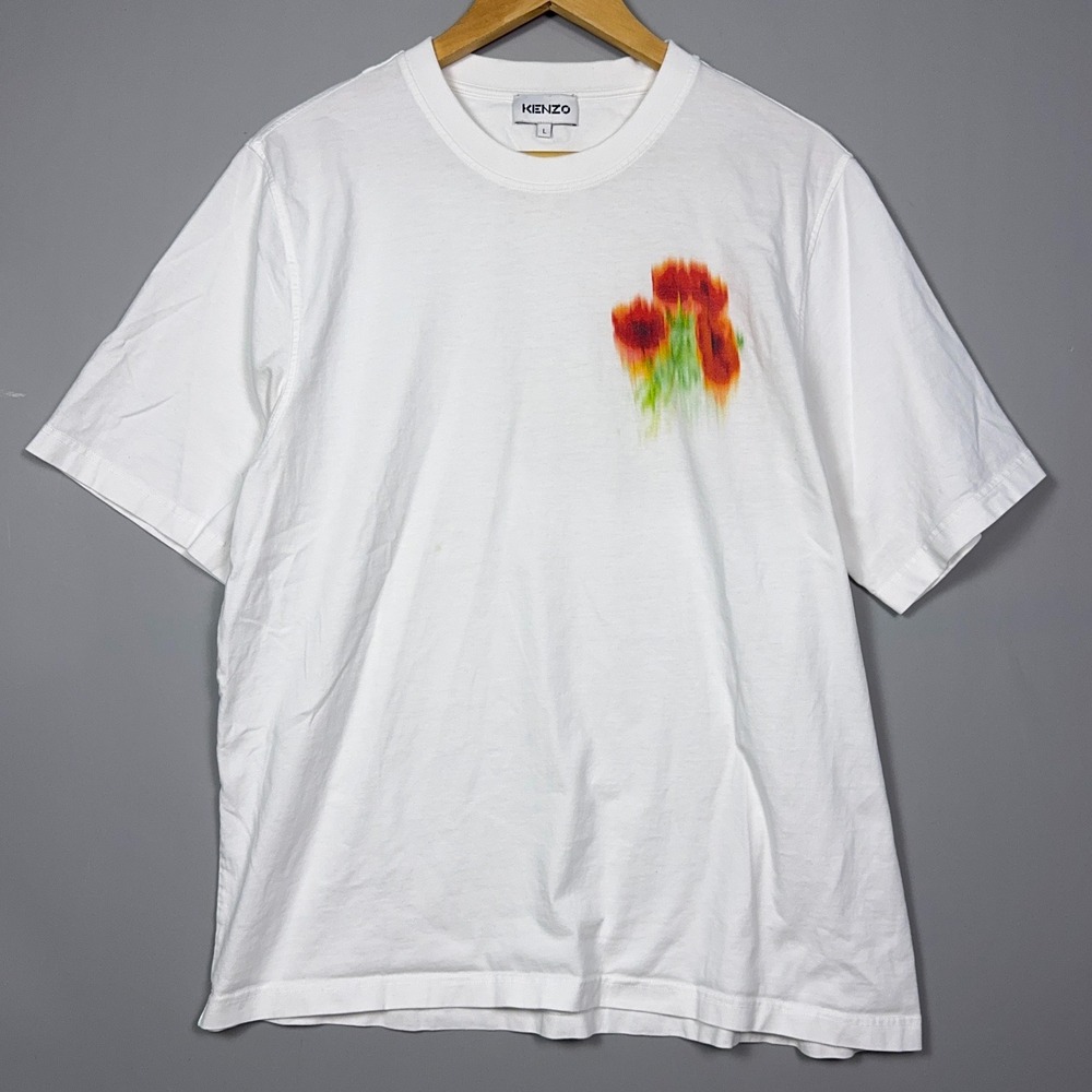 Kenzo Tiger Flower T-Shirt Mens Size Large White Streetwear Embroidered Logo